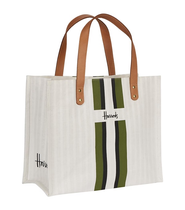 ٻҾ3 ͧԹ : Harrods  Logo Stripe Shopper Bag (Green)***