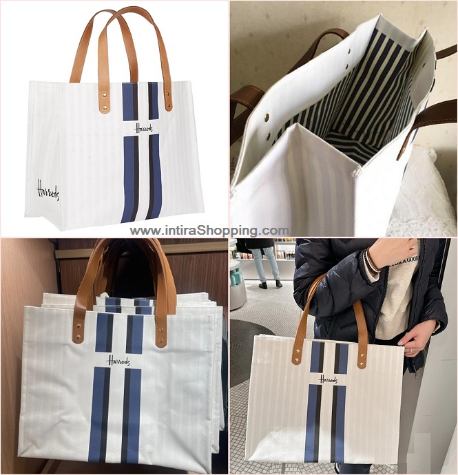 ٻҾ5 ͧԹ : Harrods  Logo Stripe Shopper Bag (Blue)***